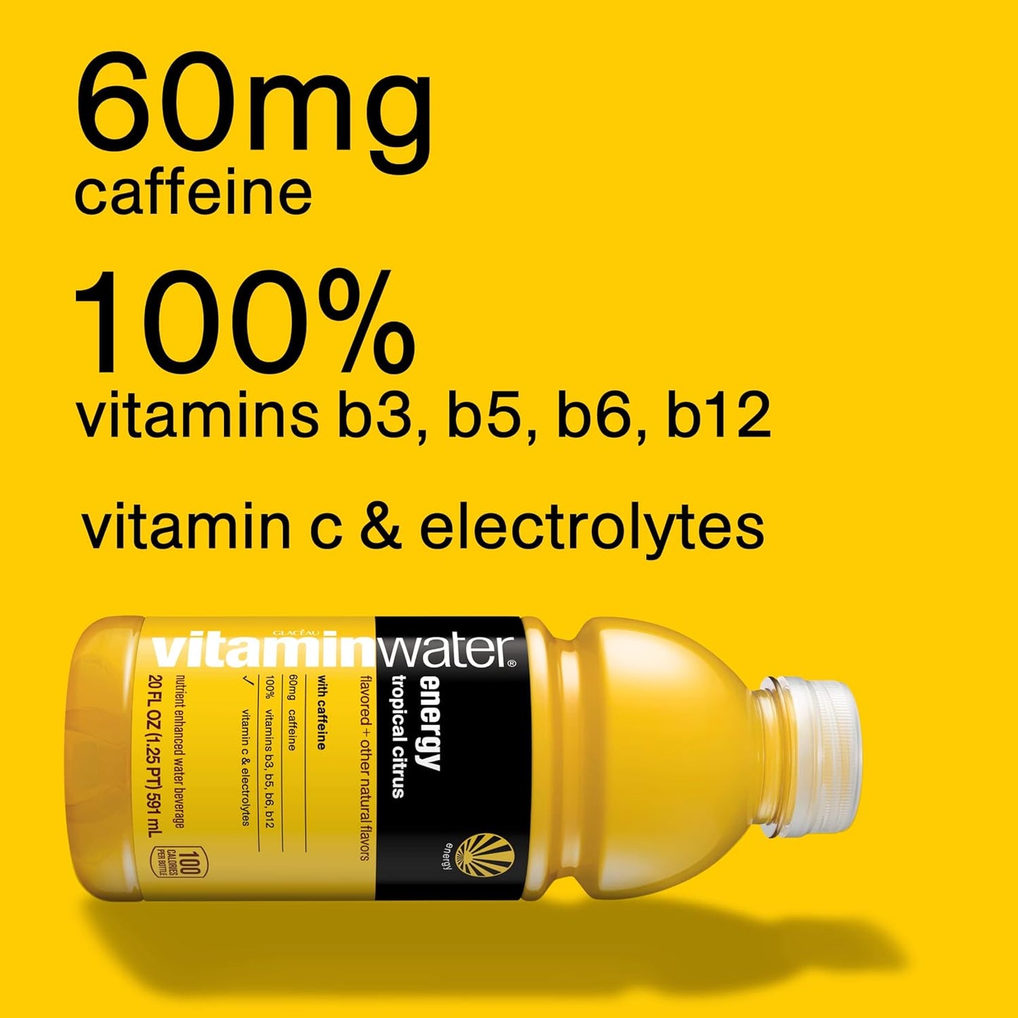 Vitamin Water Energy Electrolyte Enhanced Water w/vitamins, Tropical Citrus Drinks, 20 fl oz - 6 Packs