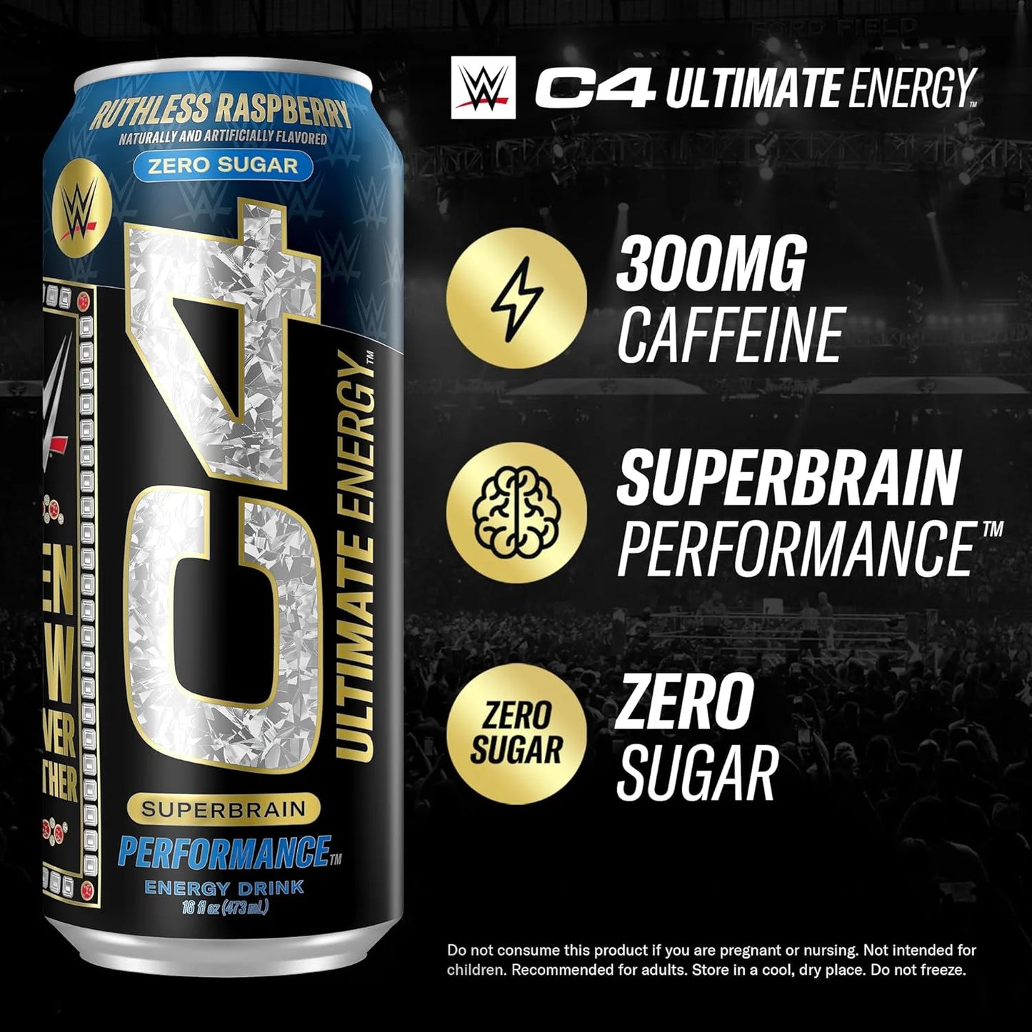 C4 ULTIMATE RUTHLESS RASPBERRY 16 oz 12 pack of cans