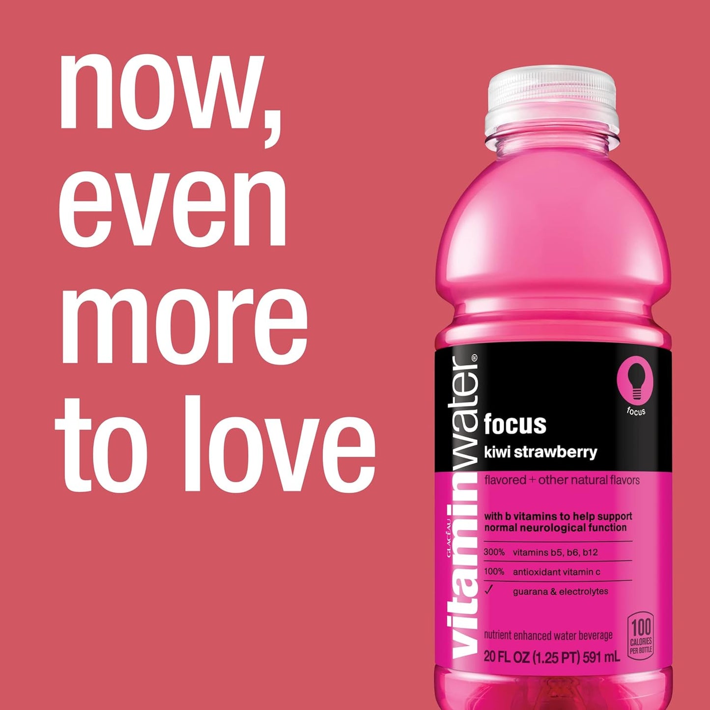 Vitamin Water Focus Electrolyte Enhanced Water w/vitamins, Kiwi-Strawberry Drinks, 20 fl oz - 6 Packs