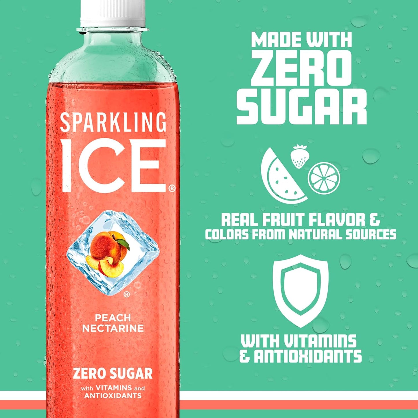 Sparkling Ice, Peach Nectarine Sparkling Water 17 Fl. oz Bottle - 6 Packs