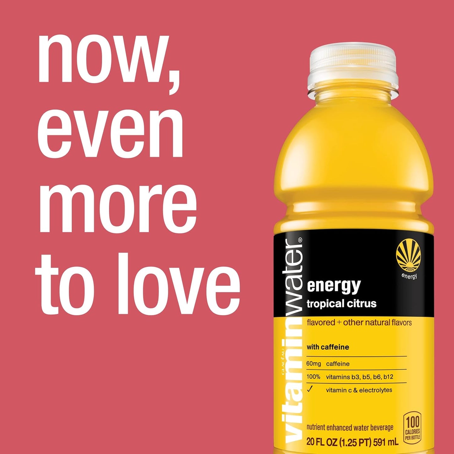 Vitamin Water Energy Electrolyte Enhanced Water w/vitamins, Tropical Citrus Drinks, 20 fl oz - 6 Packs