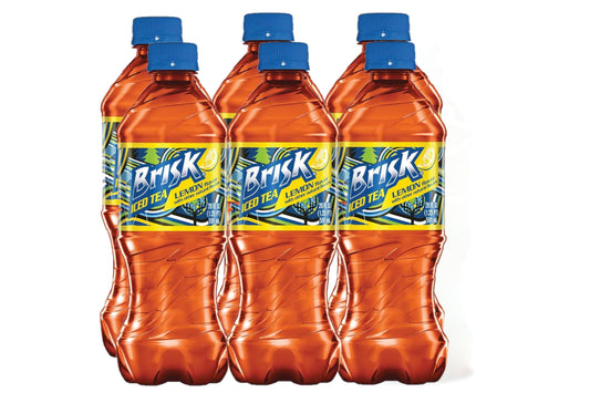 Pepsico  Brisk Iced Tea 69294, 20 oz Bottle, Lemon Flavor - Blue/Yellow, Pack of 6