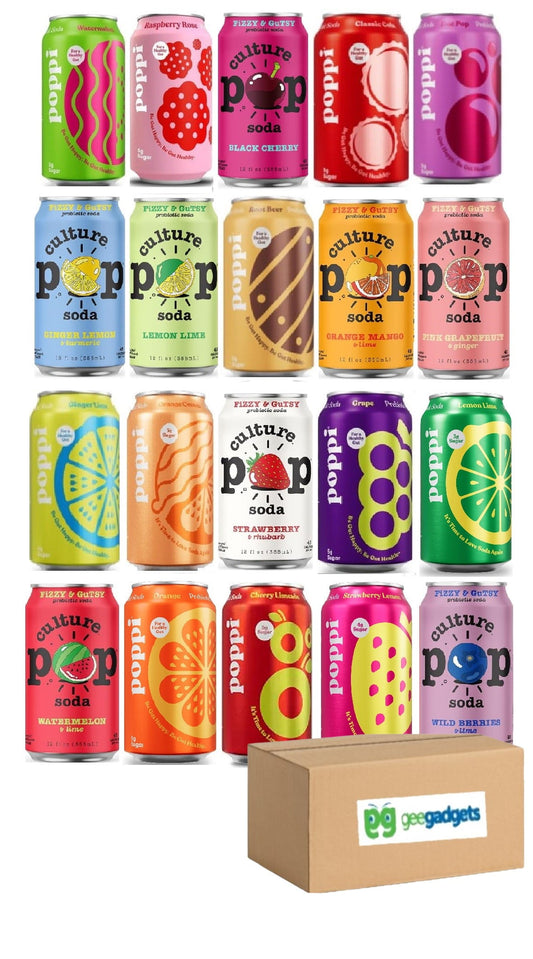 Sparkling Prebiotic Soda Assortment of Flavor, 12 Fl Oz Can ( Pack of 20)