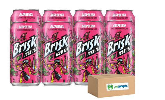 Brisk Iced Tea Natural Flavor, 12 Oz Cans (Raspberry) Pack of 8