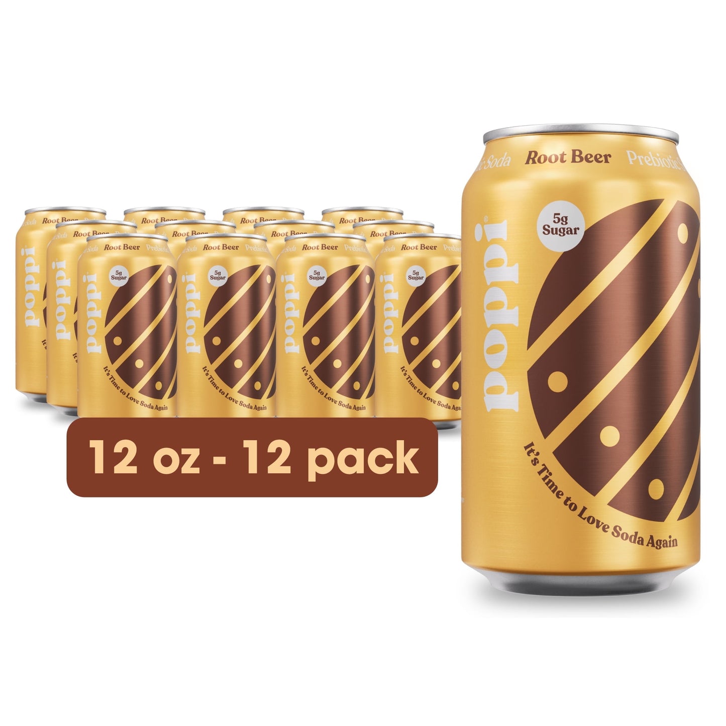 Poppi Prebiotic Soda, Root Beer, 12 Pack, 12 oz