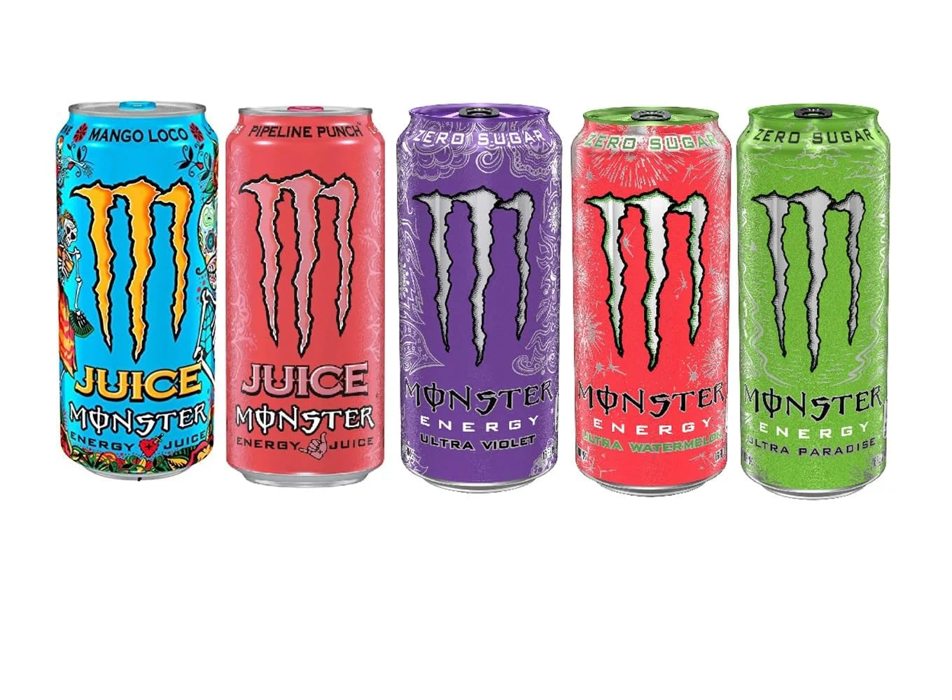 Monster Energy Juice + Drink, Energy Drink, 16 Ounce Can Variety Pack of 4 (16, Variety Pack - 5pk)