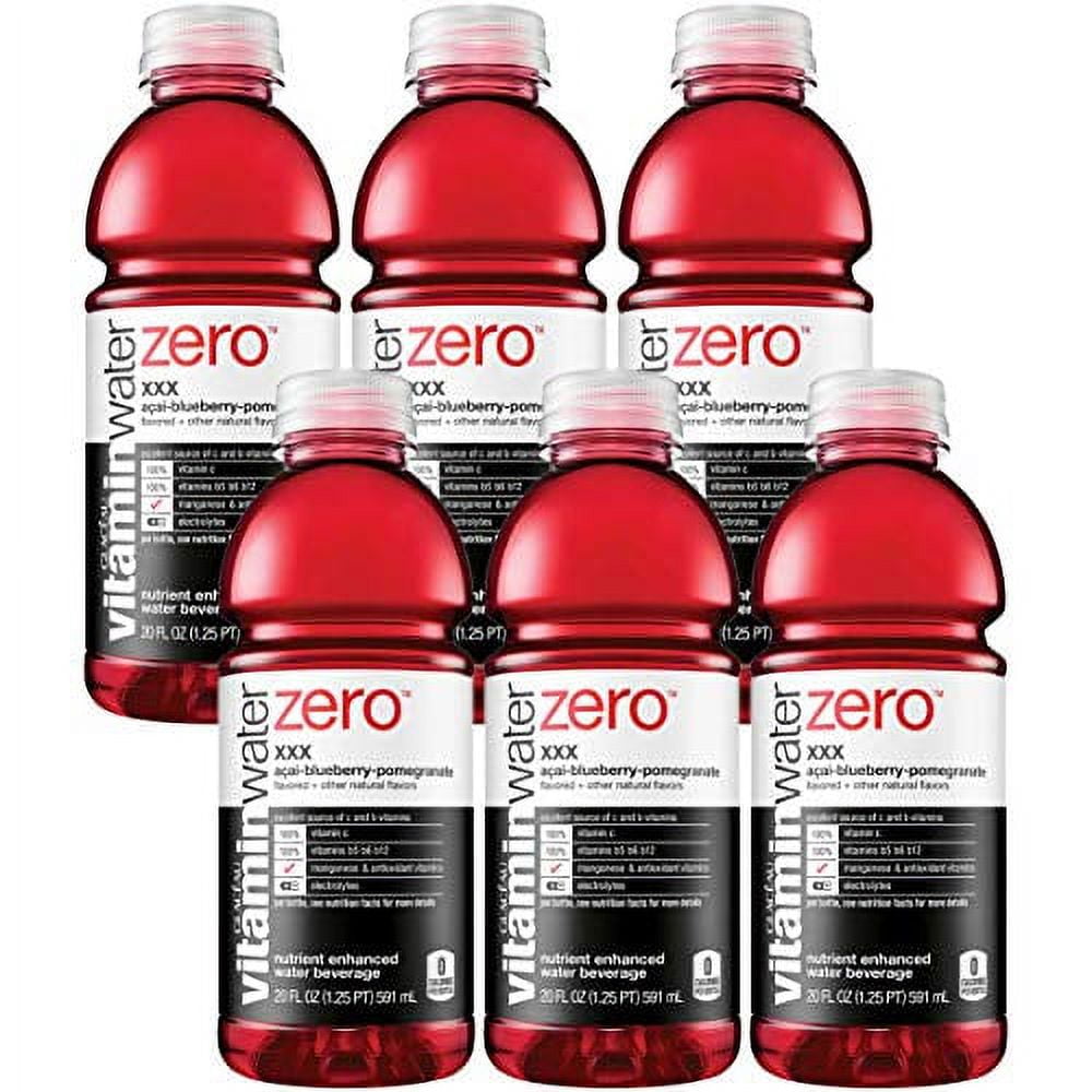 Vitamin Water Zero, Acai-Blueberry-Pomegranate - XXX, 20oz Bottle (Pack of 6, Total of 120 Oz)