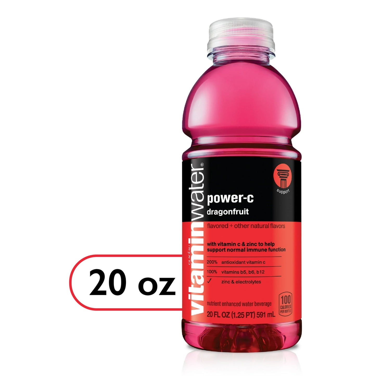 vitaminwater power-c electrolyte enhanced water, dragonfruit, 20 fl oz bottle-Pack Of 4