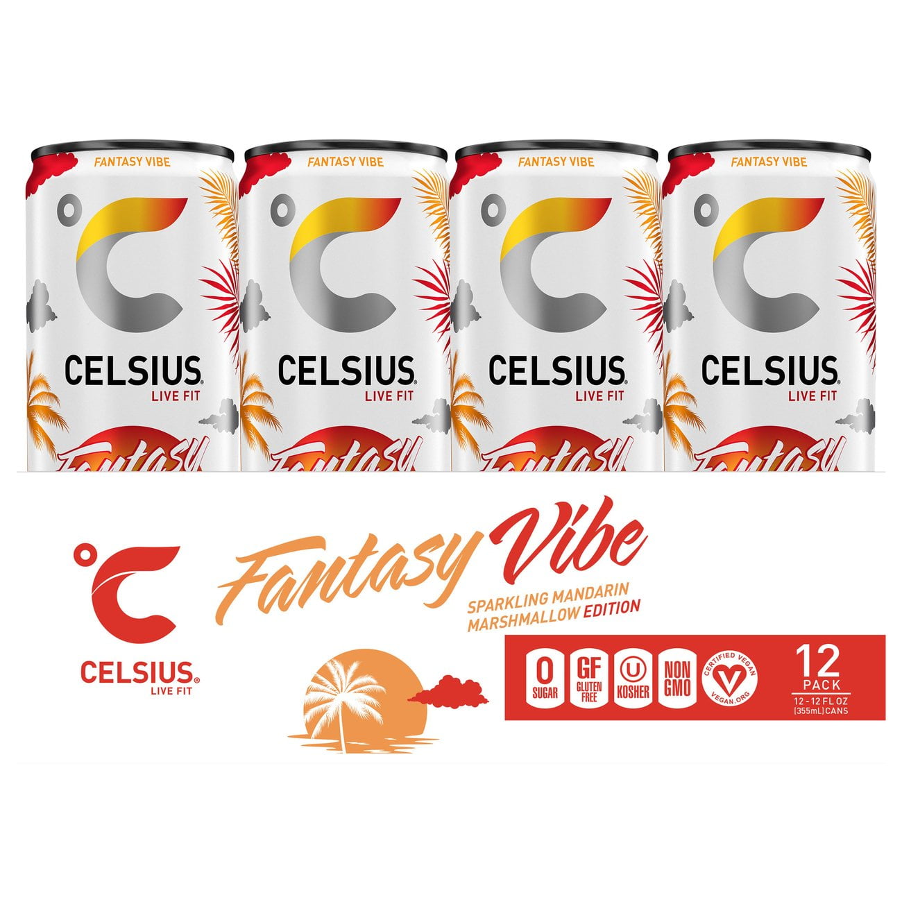 Celsius Sparkling Energy Drink - Fantasy Vibe, 12 Pk - 12 oz