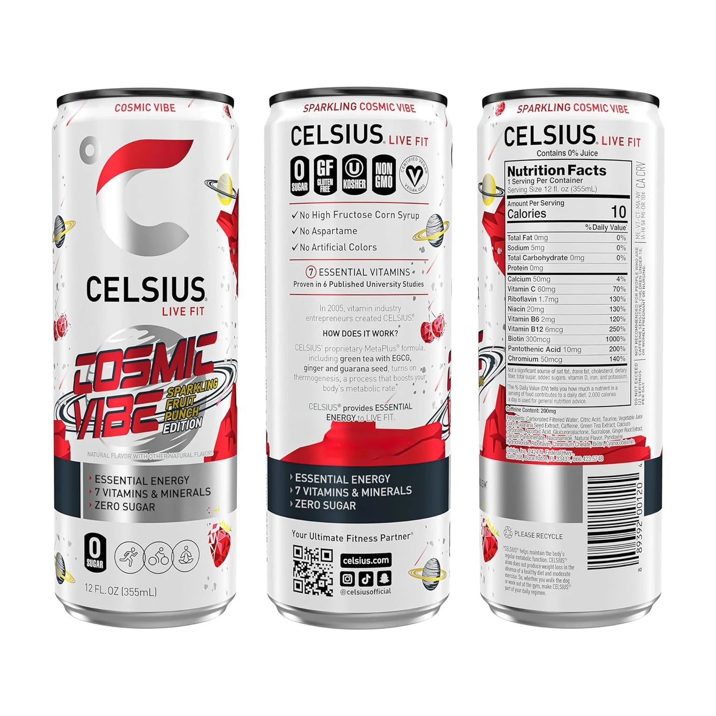 CELSIUS Sparkling Functional Essential Energy Drink with Variety of Flavors, 12 Ounce Can - Best Bundle Pack (12 Fl oz, Celsius Sparkling Vibe - Variety (Pack of 8))