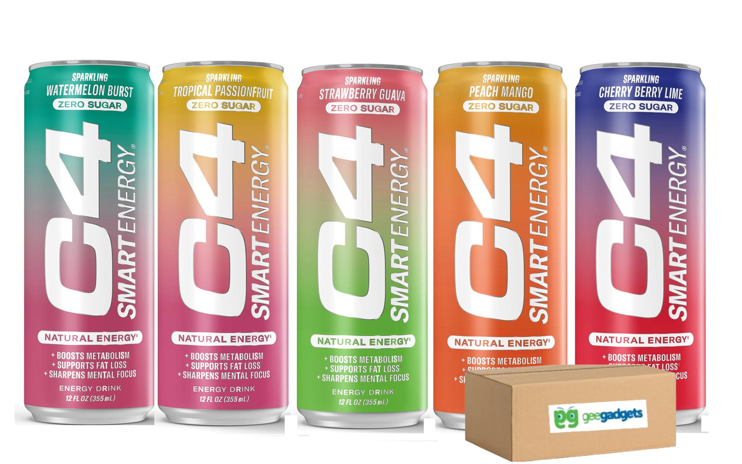 C4 Smart Energy Drinks Variety Pack, Sugar Free Performance Fuel & Nootropic Brain Booster, 12 Fl Oz (Variety Pack) 5pk