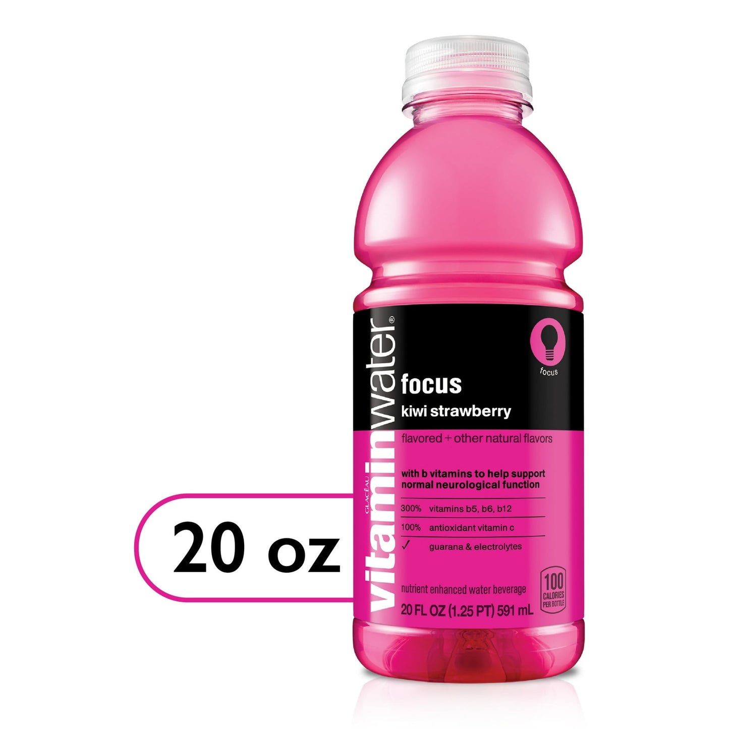 vitaminwater focus electrolyte enhanced water, kiwi-strawberry drink, 20 fl oz-Pack Of 6