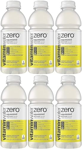 Vitamin Water Zero, Lemonade - Squeezed, 20oz Bottle (Pack of 6, Total of 120 Oz)