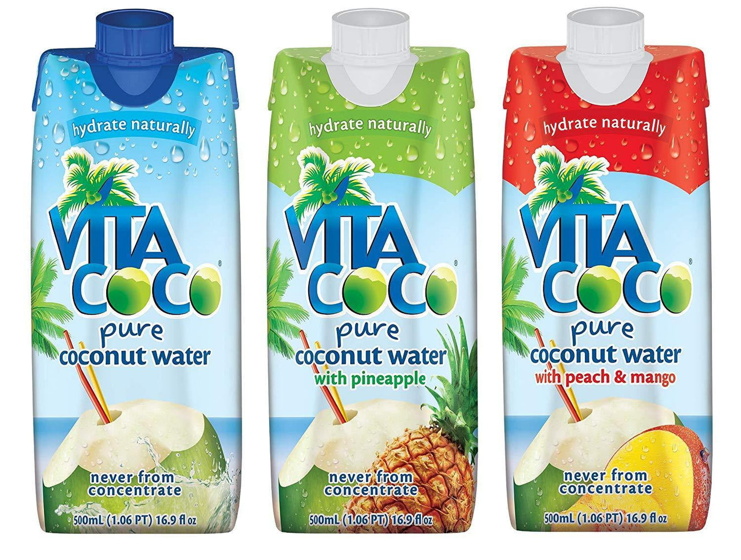 Vita Coco Coconut Water, 3 Flavor Variety Pack, 16.9 Oz (Pack Of 12)