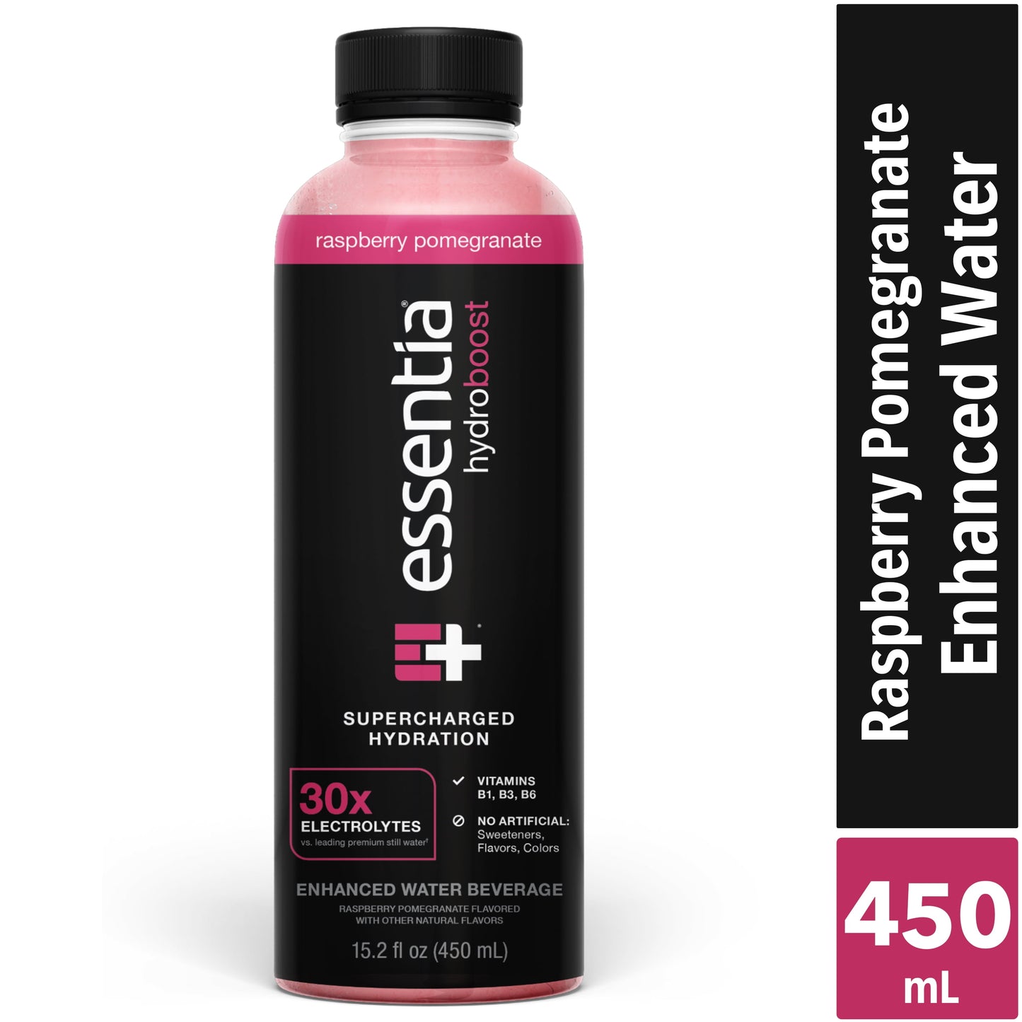 Essentia Hydroboost Enhanced Bottled Water, Raspberry Pomegranate, 450 ml, 1 Bottle