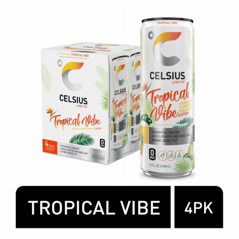 CELSIUS Sparkling Tropical Vibe Energy Drink Multipack Cans