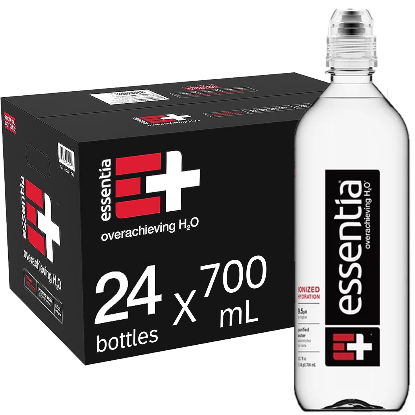 Essentia Bottled Water,  Ionized Alkaline Water, 700 ml Each, 24 Bottles