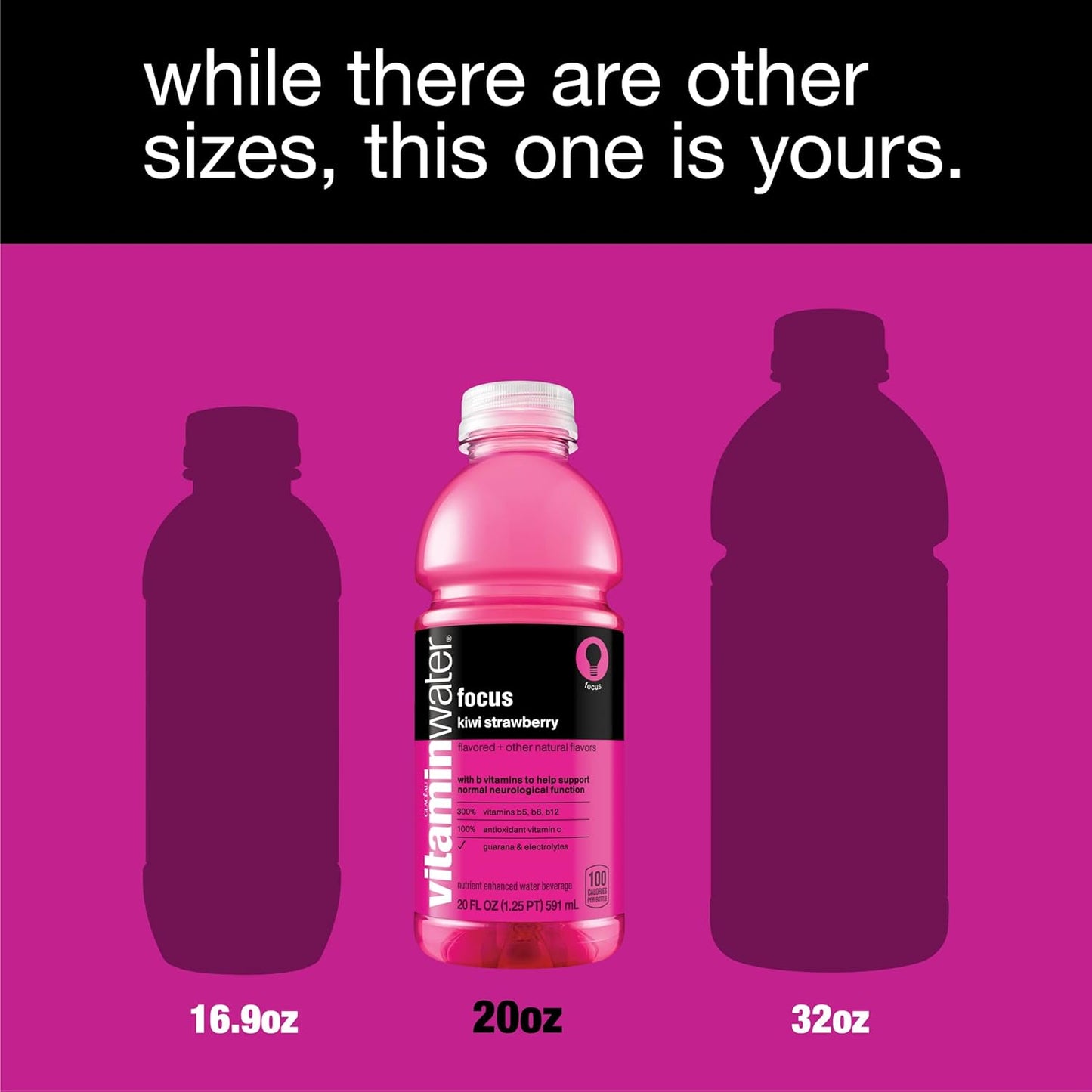 Vitamin Water Focus Electrolyte Enhanced Water w/vitamins, Kiwi-Strawberry Drinks, 20 fl oz - 6 Packs