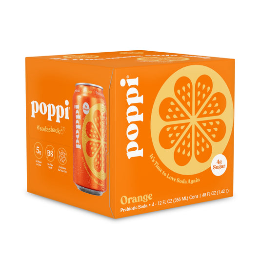 Poppi Orange Prebiotic Soda 4-Pack, 12 fl oz