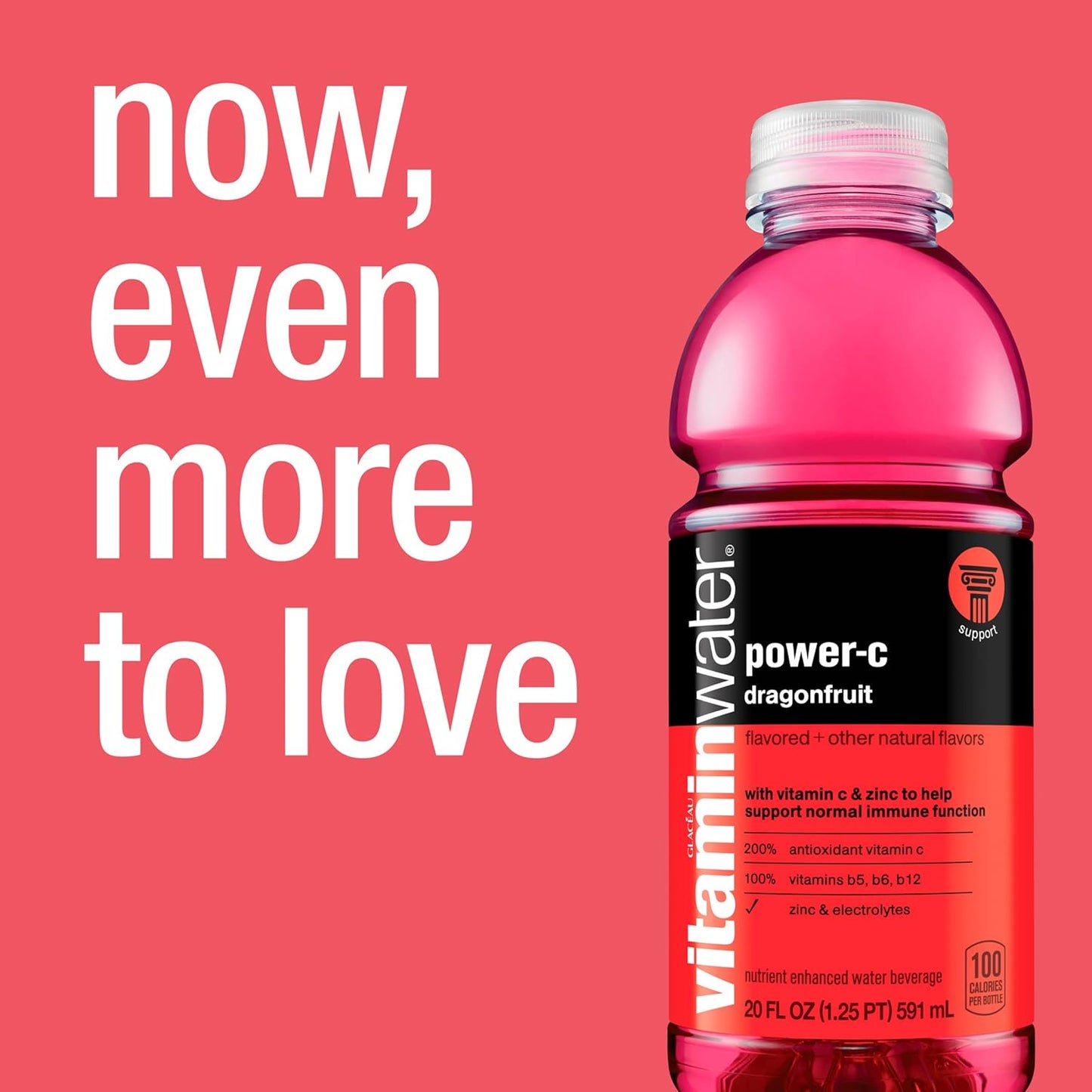 vitaminwater power-c electrolyte enhanced water w/vitamins, dragonfruit drinks, 20 fl oz, 12 Pack