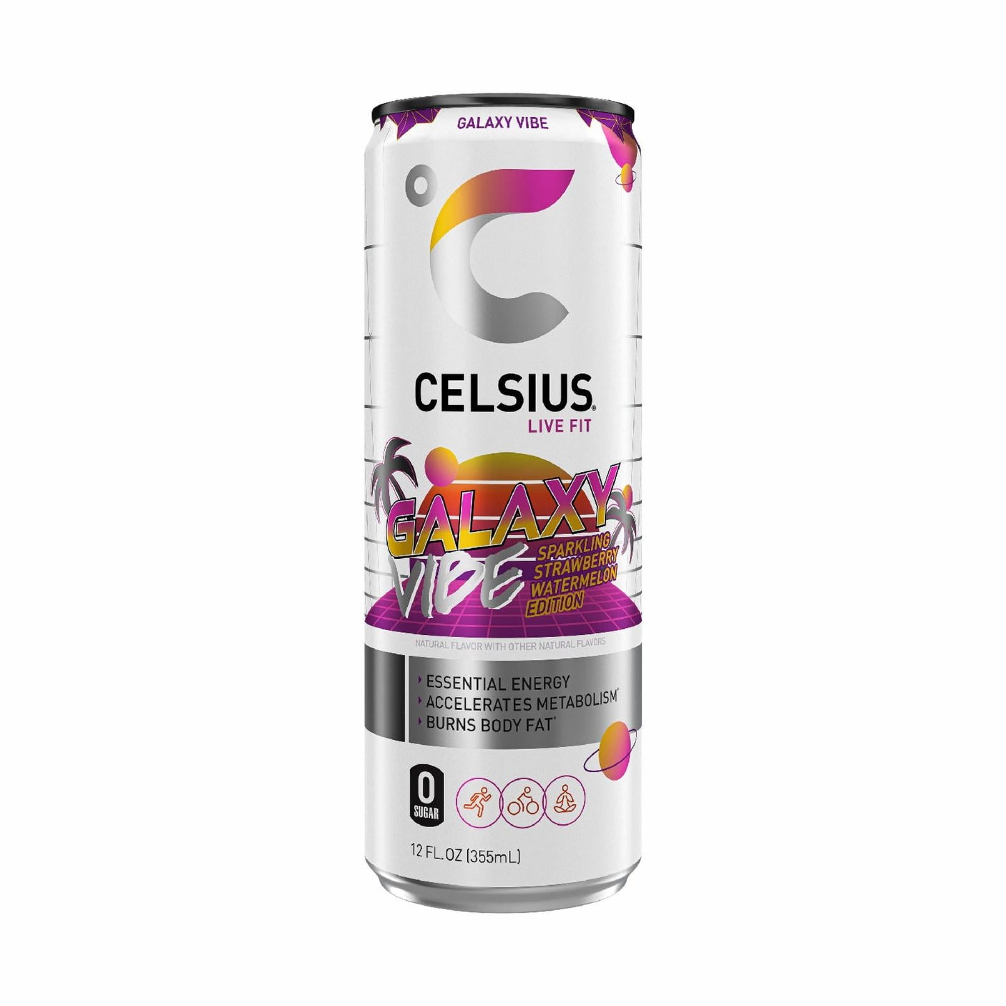 CELSIUS Sparkling Galaxy Vibe, Functional Essential Energy Drink 12 Fl Oz Single Can-Pack Of 6