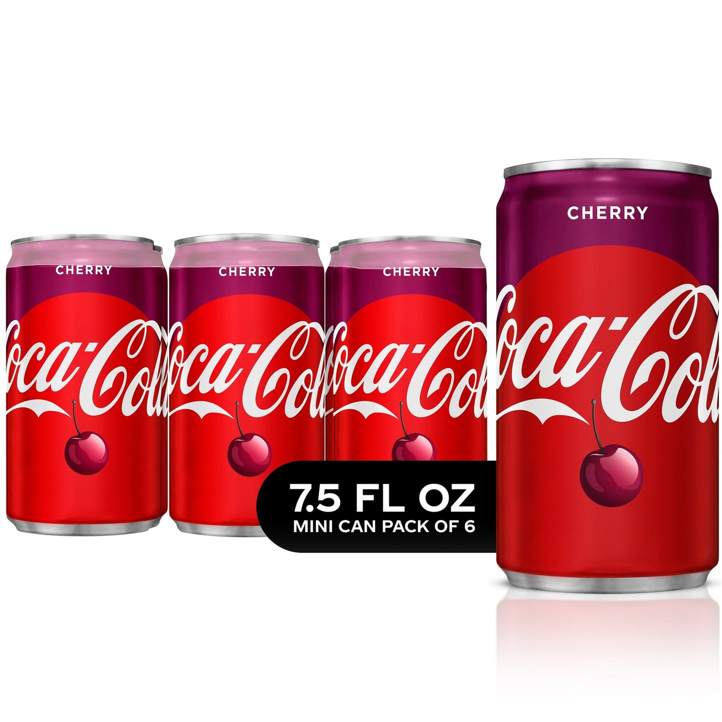 Coca-Cola Cherry Mini Soda Pop Soft Drink, 7.5 fl oz, 6 Cans-Pack Of 1