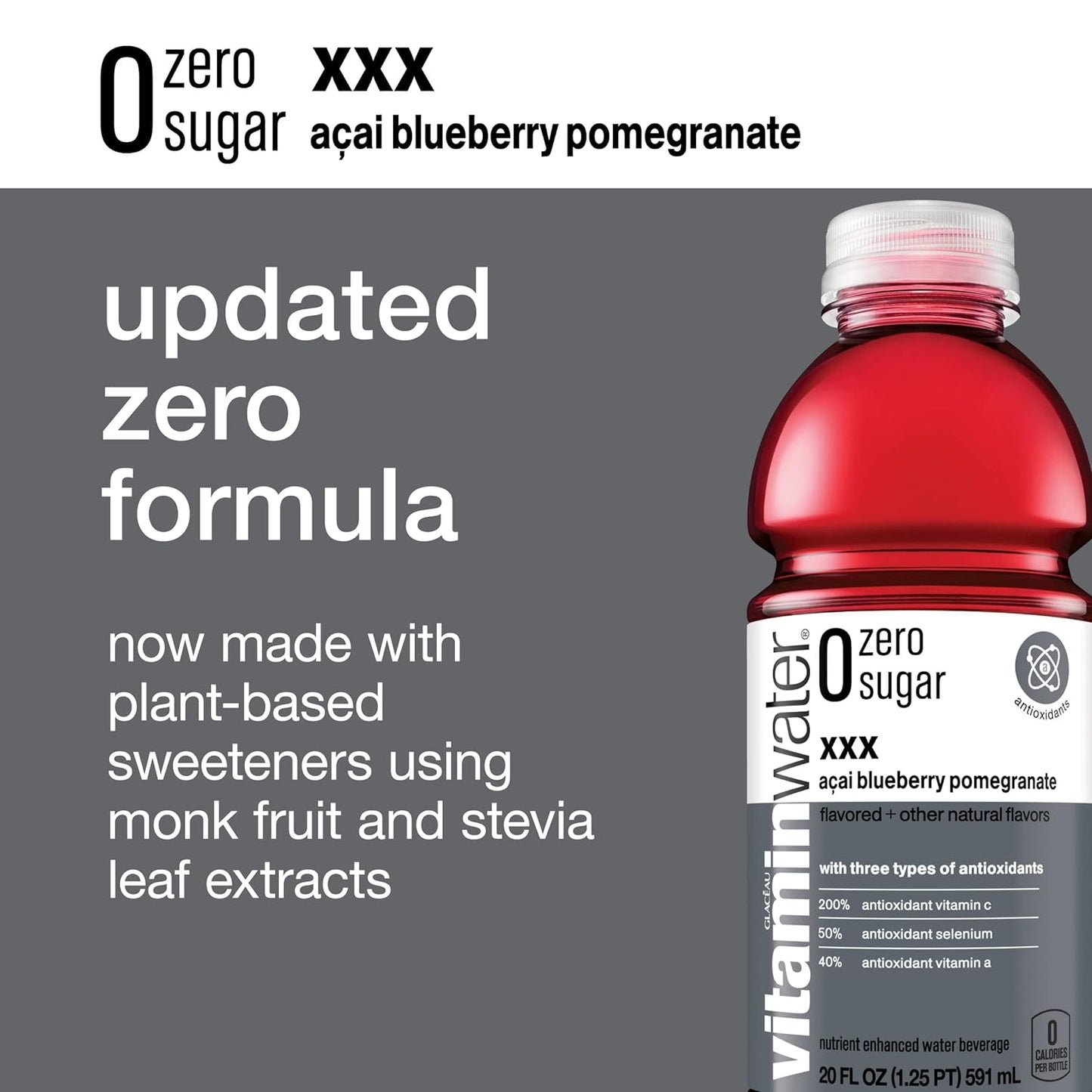 vitaminwater Electrolyte Enhanced Water with Vitamins, xxx Acai-Blueberry-Pomegranate, 20 Fl. Oz (Pack of 12), Packaging May Vary