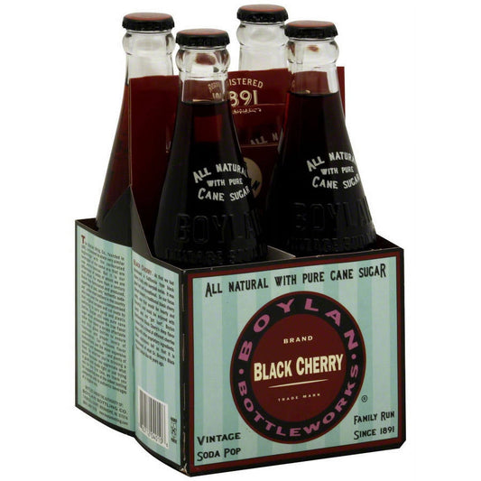 Boylan Bottling Company Black Cherry Soda Pop, 12 Fl Oz, 24 Pack Bottles