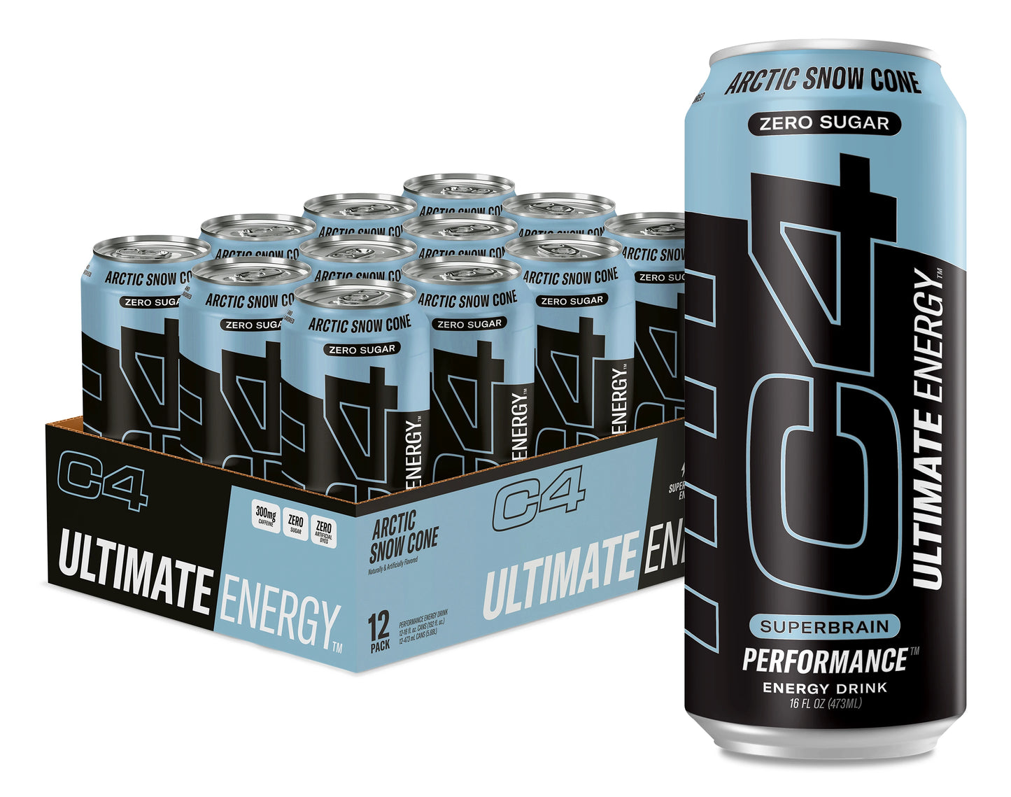 C4 Ultimate Energy Arctic Snow Cone Flavored Carbonated Energy Drink 16 Fl. oz 12 Cans