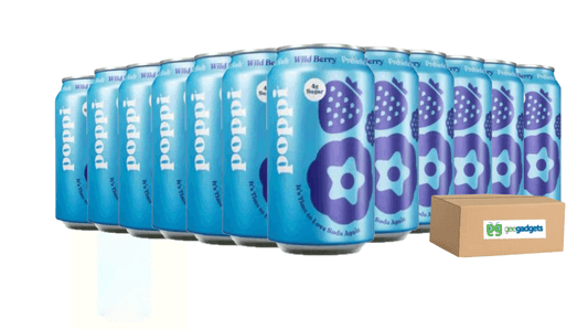 POPPI 12oz Sparkling Prebiotic Soda, Beverages w/Apple Cider Vinegar, Seltzer Water & Fruit Juice, Wild Berry, (12 Pack)