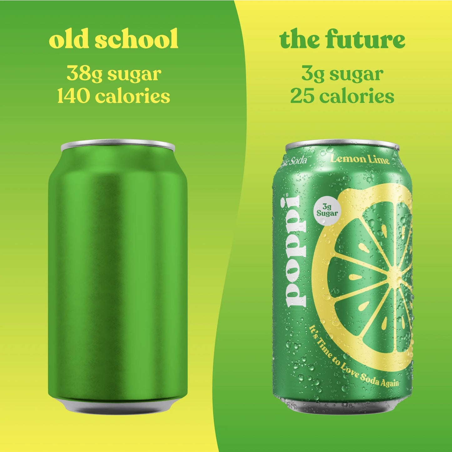 Poppi Lemon Lime Prebiotic Soda, 12 oz, 12 Pack Cans