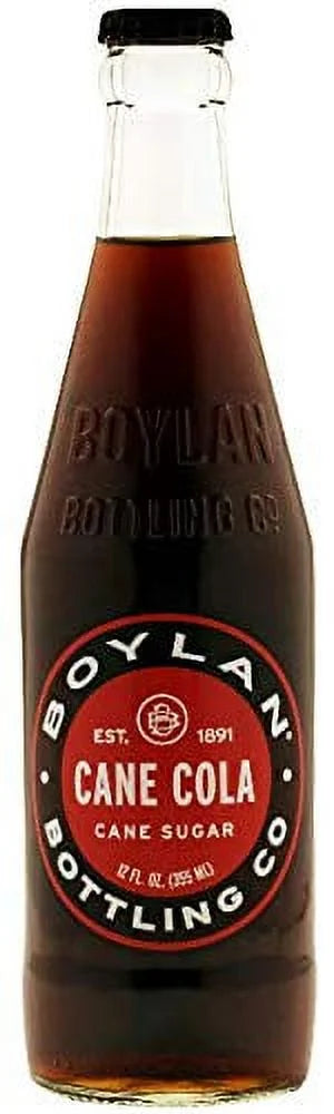 Boylan Bottling Pure Cane Sugar Soda Pop, Cane Cola, 12 oz Glass Bottles (Pack of 6)