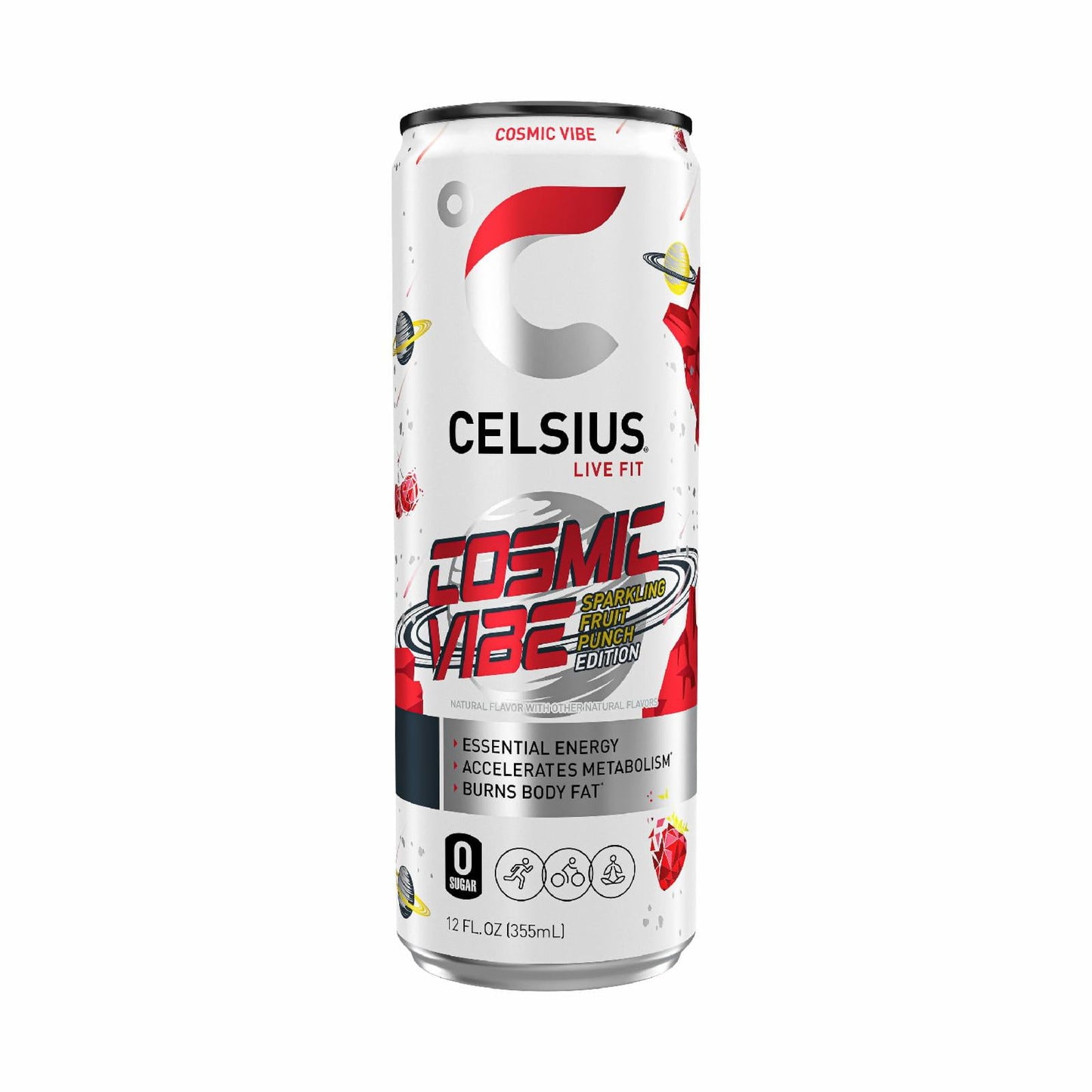 CELSIUS Sparkling Cosmic Vibe, Functional Essential Energy Drink 12 Fl Oz Single Can-Pack Of 6