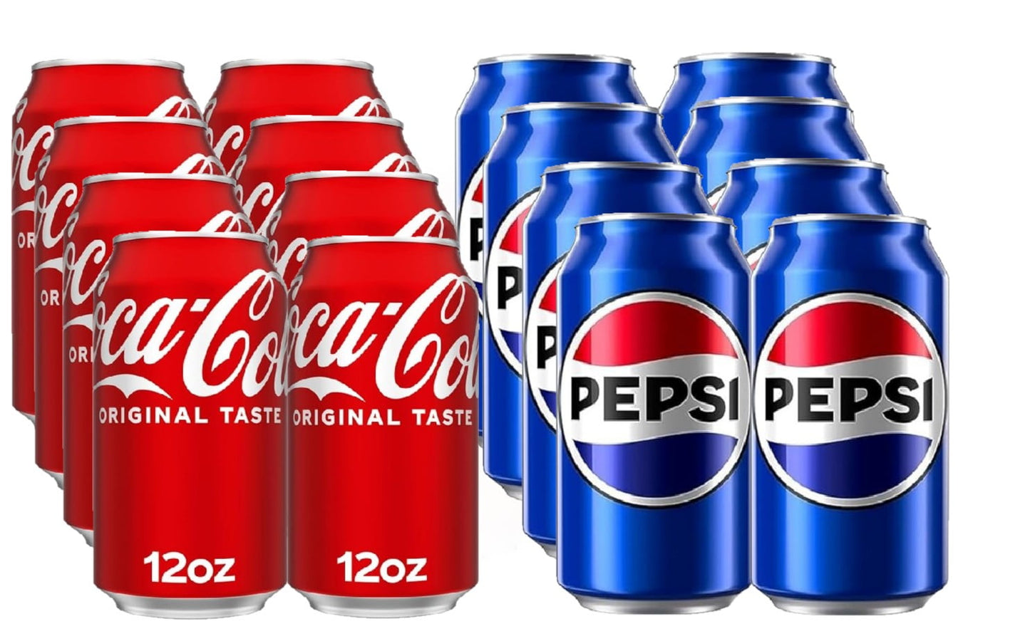 Pepsi Carbonated Soda + Coca Cola Soda, 12 Fl Oz, Bundle Pack (Pack of 18)