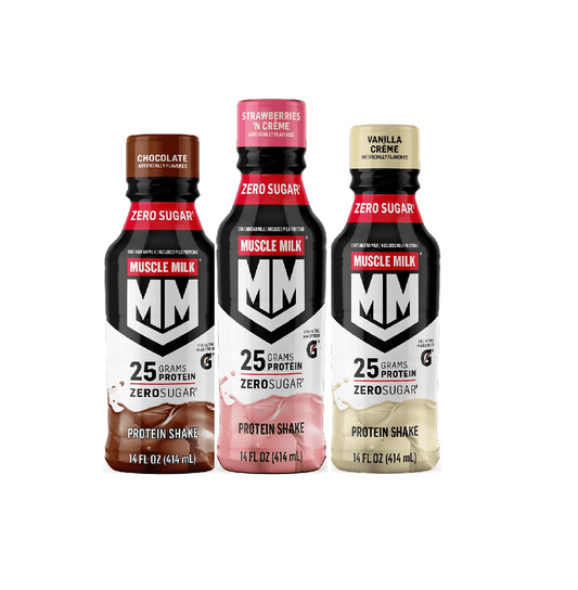 Muscle Milk Genuine Shake, Strawberry, Vanilla, Chocolate, 14 Fl Oz Bottles (Pack of 3)