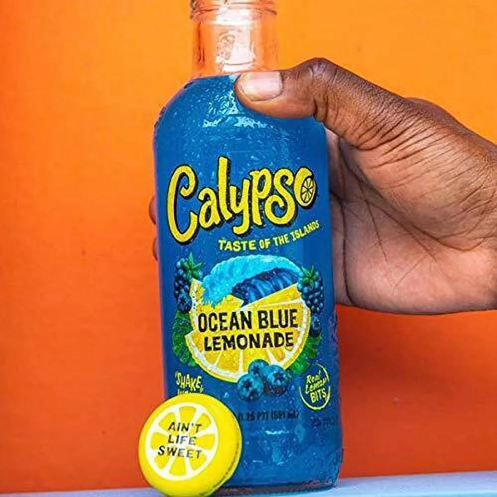 Calypso Lemonades 16 Ounce Glass Bottles 6 Pack (Ocean Blue Lemonade)