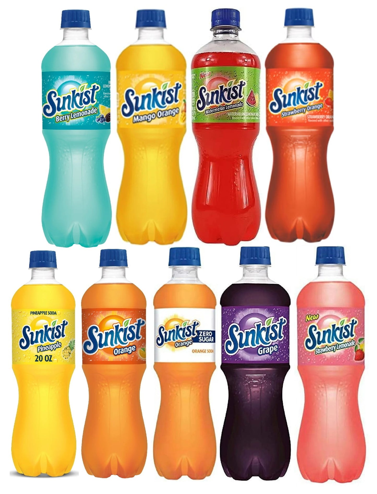 Sunkist Soda Drink, 20 Fl Ounce Bottle Variety of Flavor (Pack of 9) Packing May Vary