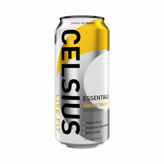 CELSIUS ESSENTIALS, Sparkling Mango Tango, Performance Energy Drink 16 Fl Oz Single Can-Pack Of 2