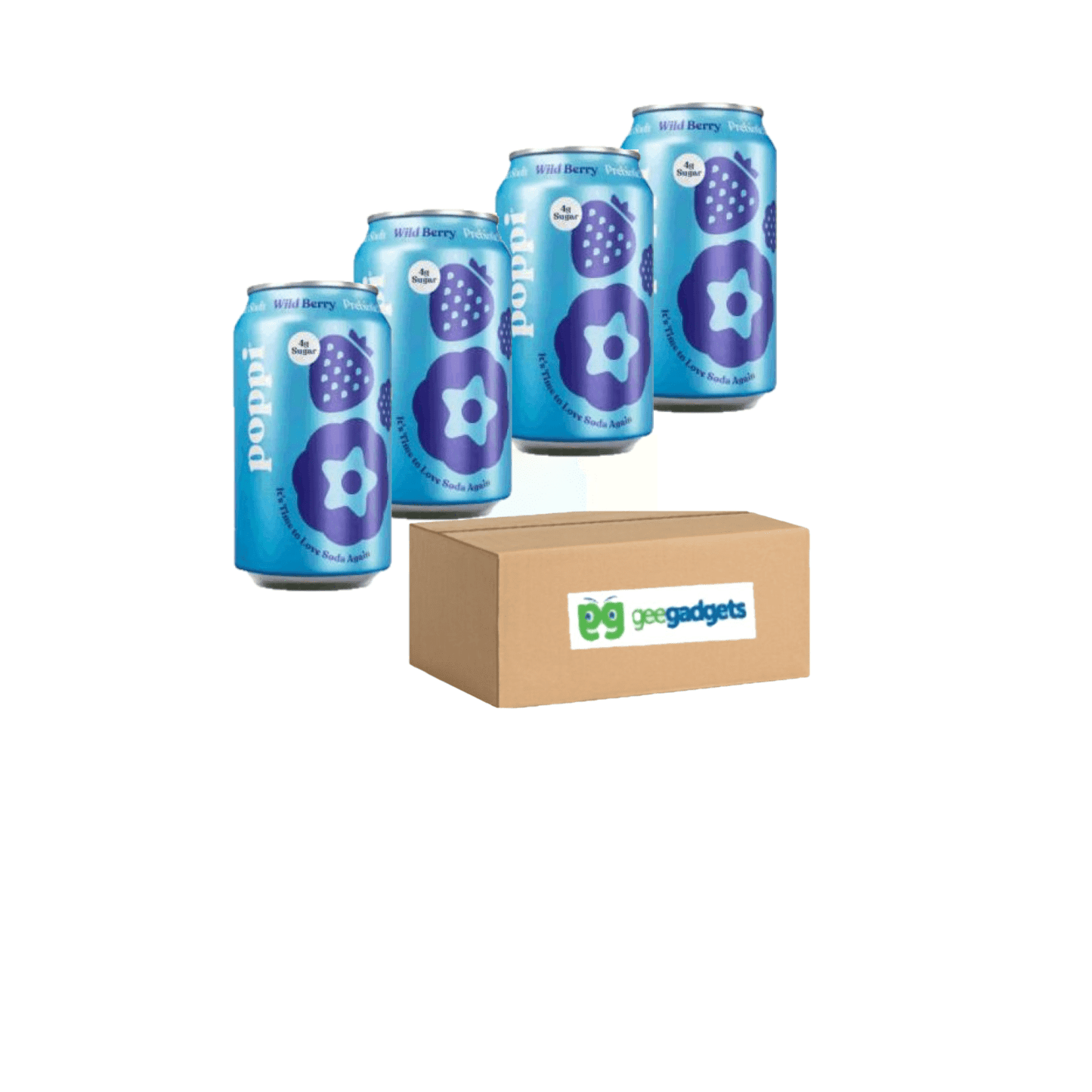 POPPI 12oz Sparkling Prebiotic Soda, Beverages w/Apple Cider Vinegar, Seltzer Water & Fruit Juice, Wild Berry, (4 pack)