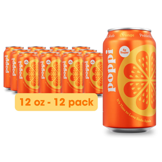 Poppi Prebiotic Soda, Orange, 12 Pack, 12 oz