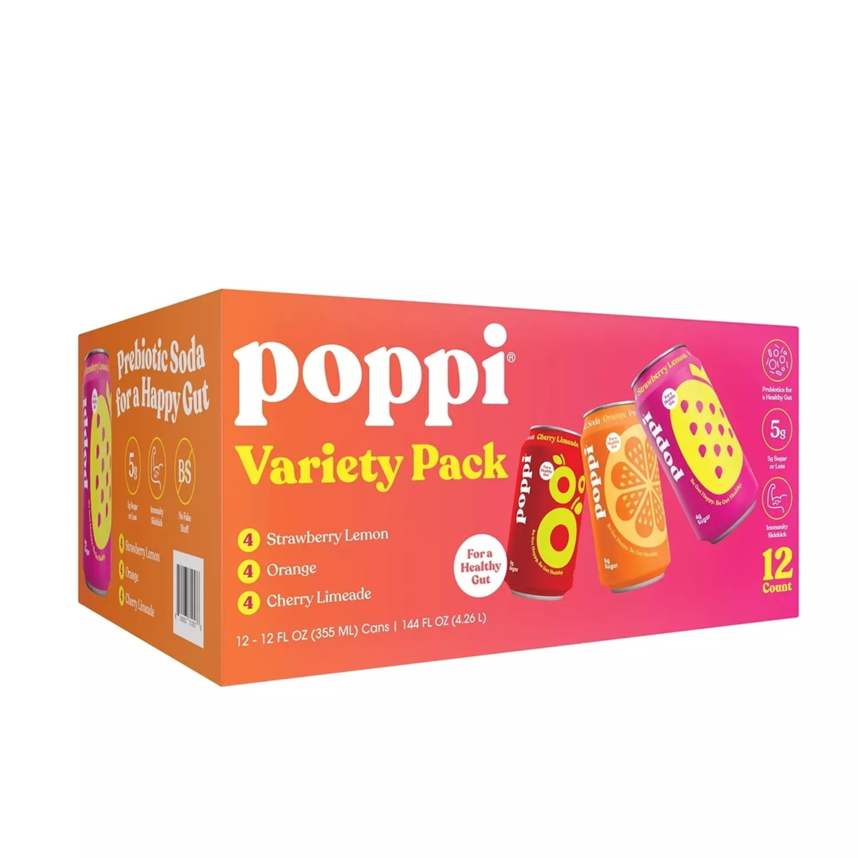 Poppi Prebiotic Soda Variety Pack 12 Fluid Ounce (Pack of 12)