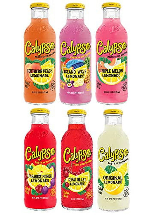 Calypso Lemonade | Made with Real Fruit and Natural Flavors | 6 Flavor Variety, 16 Fl Oz (Pack of 24)