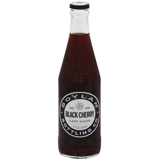 Boylan Bottling Company Black Cherry Soda Pop, 12 Fl Oz, 24 Pack Bottles