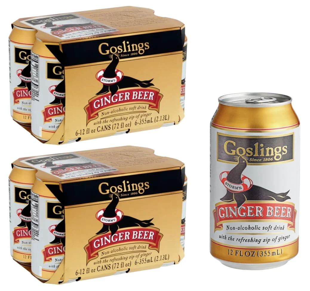 Goslings Ginger Beer Cans of 12 fl oz Each | Ginger Beer Sugar Free For Moscow Mule And Mixers For Alcoholic Drinks. (Regular, 12 Pack)